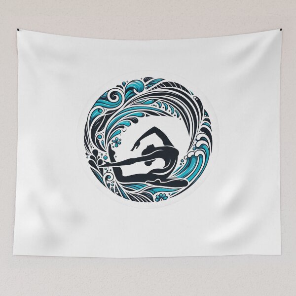 Item preview, Oceanic Calm - Yoga Seated Forward Bend Pose with Aquatic Imagery designed and sold by figouraArtstic.