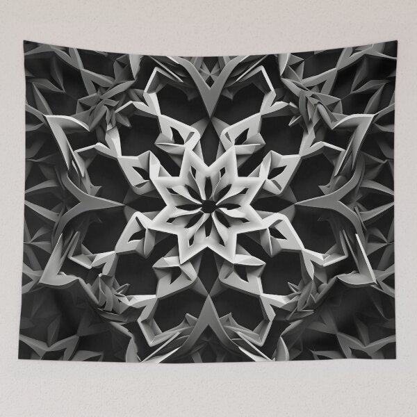 Item preview, abstract black and white snowflake print designed and sold by dcrc.