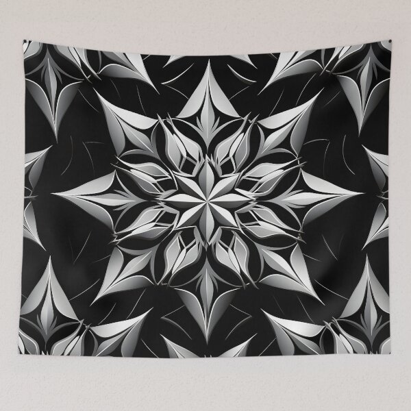 Item preview, abstract black and white snowflake print designed and sold by dcrc.