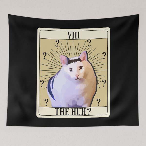 Item preview, Huh Cat Chonky Ben Meme Tarot Card Parody designed and sold by LeChocoholic.