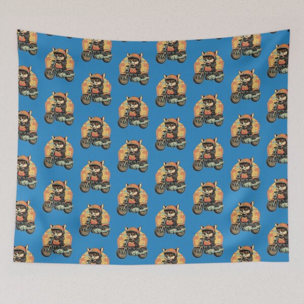 Item preview, Dingo on motorbike in sunset with palms- dingo picture  designed and sold by bukajart.