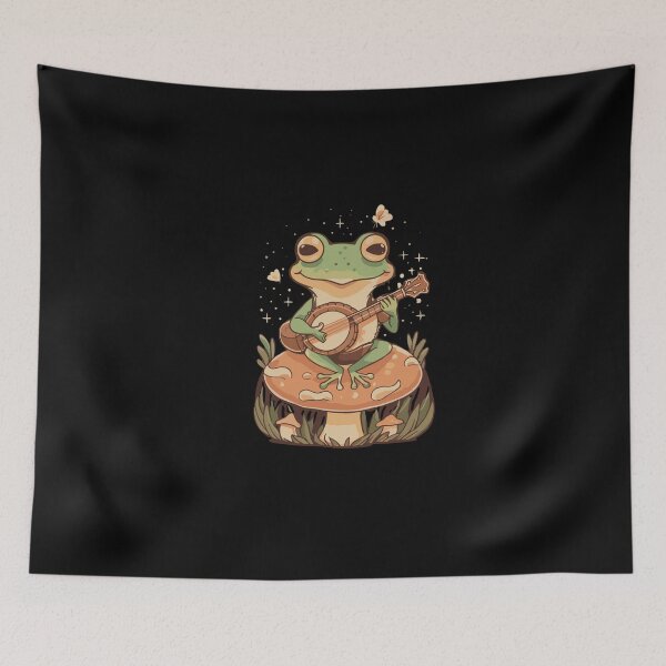 Item preview, Cottagecore Aesthetic Frog Playing Banjo on Mushroom Cute  designed and sold by love3617.