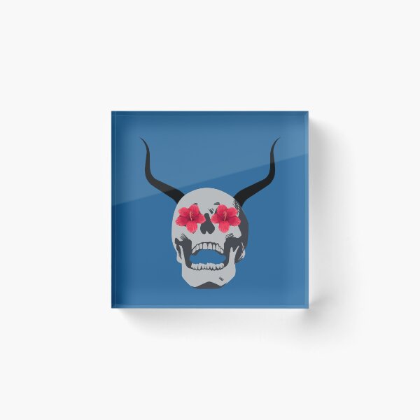 Item preview, Horned Skull with Flowers designed and sold by ossiagraphics.