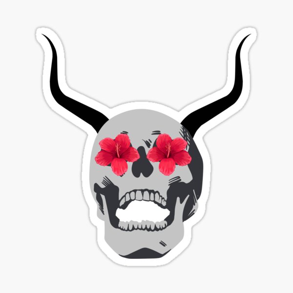 Item preview, Horned Skull with Flowers designed and sold by ossiagraphics.