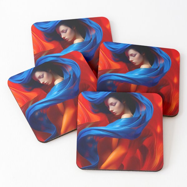 Item preview, Woman with Cobalt Blue Veil on Orange background designed and sold by Rivercoatl.