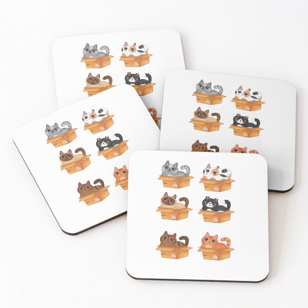 Item preview, Cats In Box Different Colors | Sticker, T-Shirt designed and sold by NicolasGlowArt.