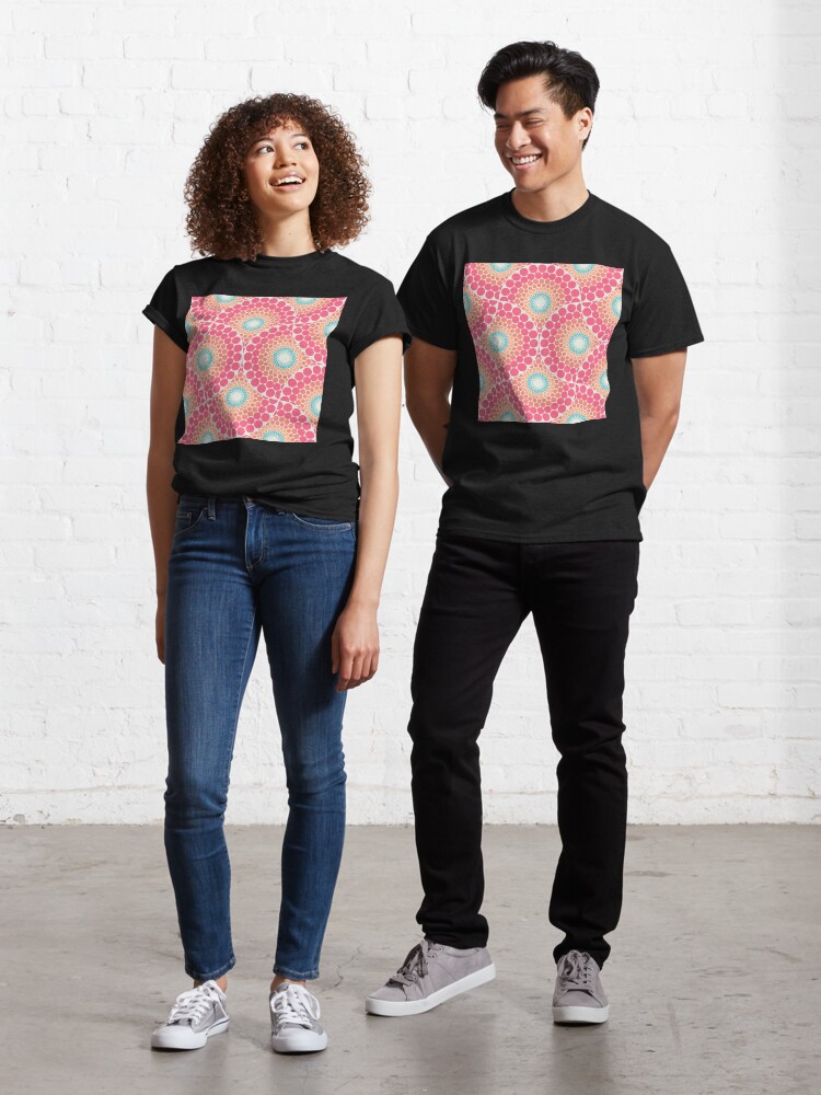 Classic T-Shirt, Radiant Sunset on Sea Dot Mandala Mirror Scallop designed and sold by Triplicate Limited