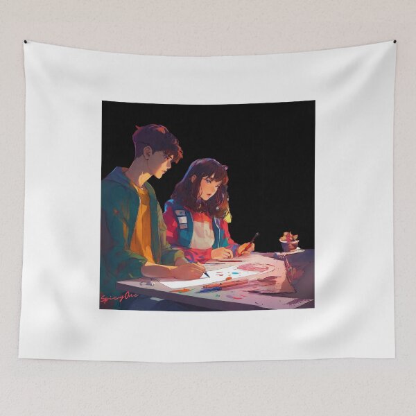 Item preview, Young Boy and Girl Discussion on Art designed and sold by SpicyOne.