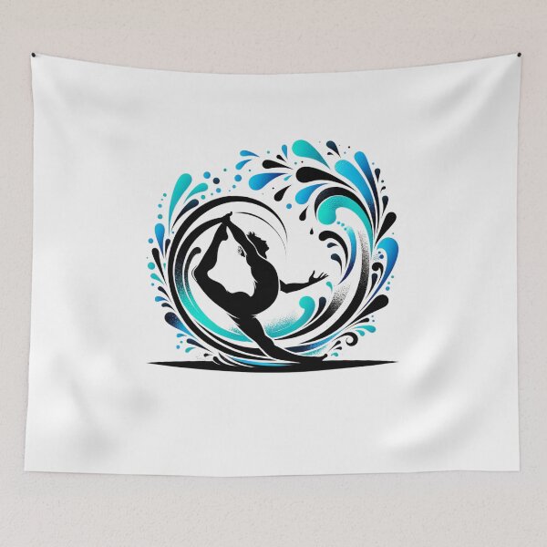 Item preview, Oceanic Dance - Yoga Dancer's Pose with Dynamic Water Imagery designed and sold by figouraArtstic.