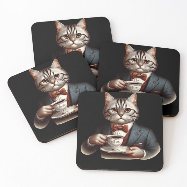 Item preview, Gentleman Cat with a cup of Coffee designed and sold by Azrora.