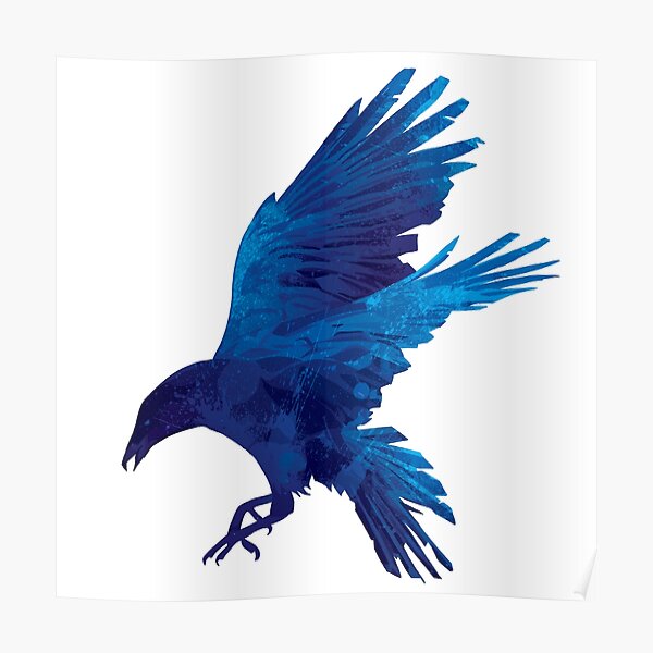 Raven Blue Painting Poster