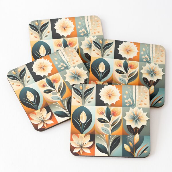 Item preview, Mid Century Botanical Retro Geometric Leaves  Florals  Tangerine, Yellow designed and sold by Prints and Lifestyle.