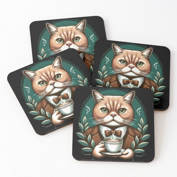 Item preview, Gentleman Cat with a cup of Coffee designed and sold by Azrora.