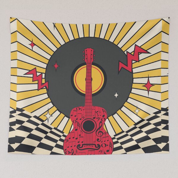 Item preview, Retro guitar and chess floor designed and sold by AnnArtshock.