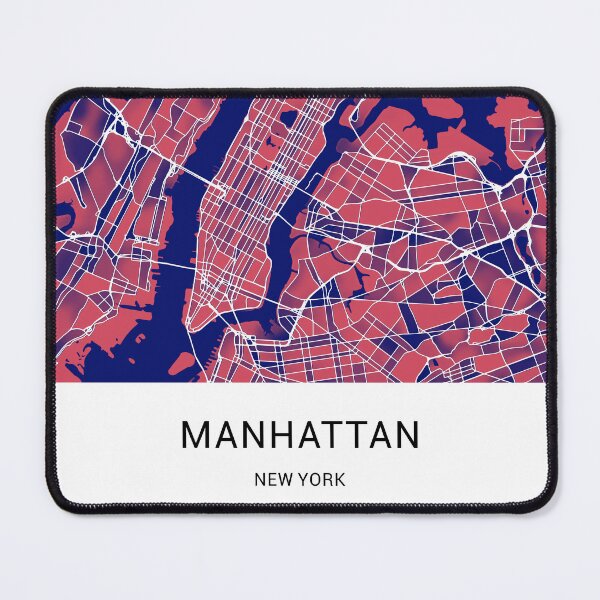 Item preview, Manhattan New York Named City Map - Red-Blue Duotone designed and sold by StylishStacks.