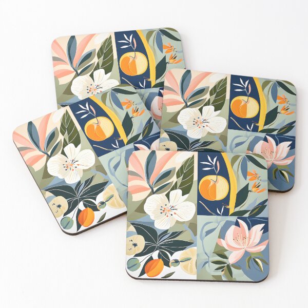 Item preview, Mid Century Botanical Retro Geometric Leaves  Florals Peach, Olive designed and sold by Prints and Lifestyle.