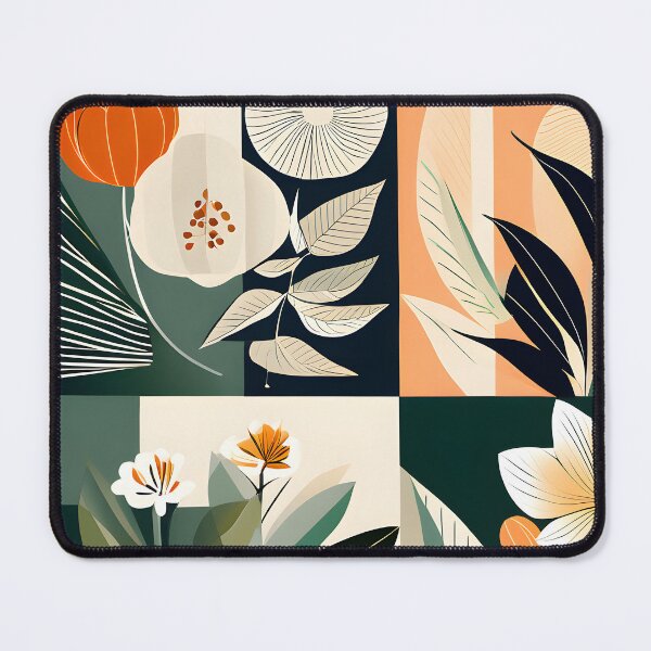 Item preview, Mid Century Botanical Retro Geometric Leaves Florals Tangerine, Olive designed and sold by Prints and Lifestyle.