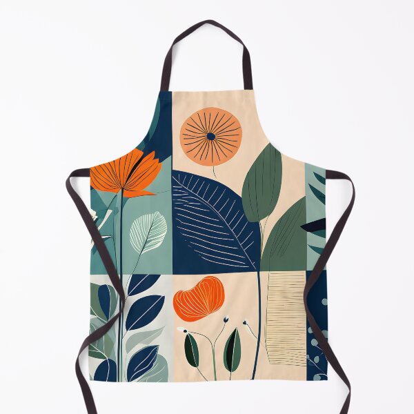 Item preview, Mid Century Botanical Retro Geometric Leaves Florals Mint, Dark blue designed and sold by Prints and Lifestyle.