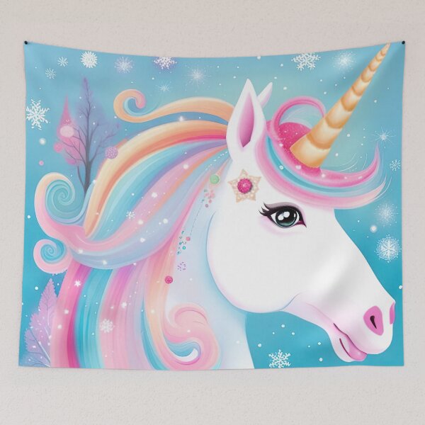 Item preview, Enchanted Winter Unicorn in a Magical Snowy Realm designed and sold by FriskyLemur.