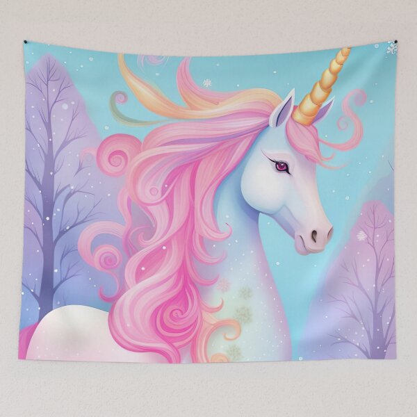Item preview, Magical Pink Unicorn in a Winter Wonderland Dream designed and sold by FriskyLemur.