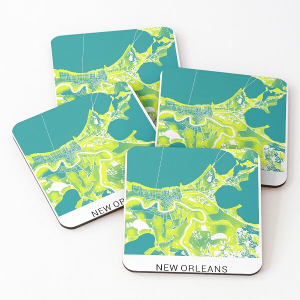 Item preview, New Orleans Louisiana Named City Map - Green-Yellow Duotone designed and sold by StylishStacks.
