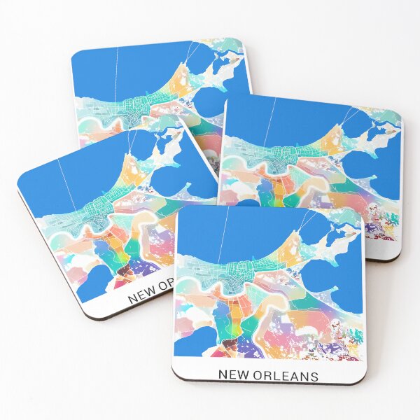 Item preview, New Orleans Louisiana Named City Map - Tropical Rainbow Scheme designed and sold by StylishStacks.
