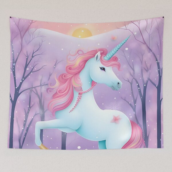 Item preview, Gentle Winter Magic with an Enchanted Pink Unicorn designed and sold by FriskyLemur.