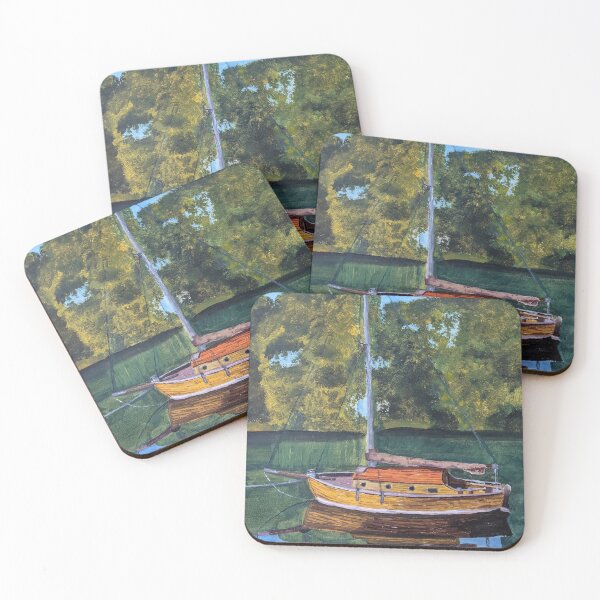 Item preview, Classic Wooden Sailboat on a River designed and sold by bethanyivy.