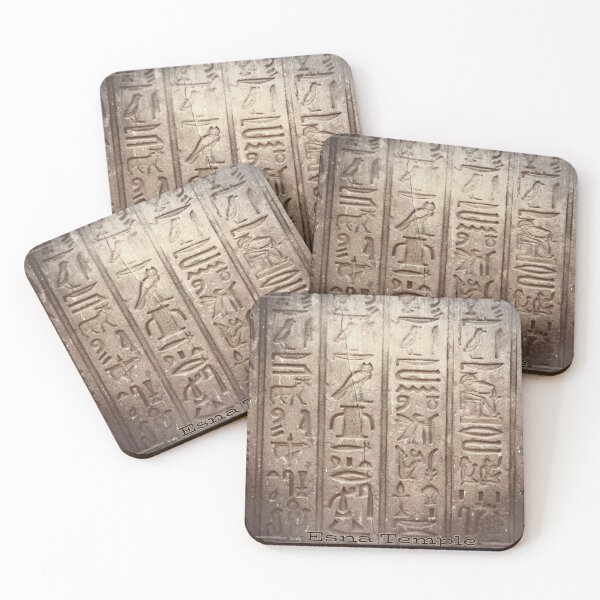 Item preview, hieroglyphics, Esna temple, vintage postcard, ancient Egypt photography designed and sold by art-of-egypt.