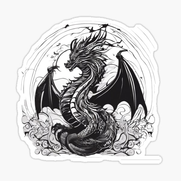 Item preview, Mystical Monochrome Dragon: Unveiling the Secrets within Spiraling Vortexe designed and sold by KBstudio-AI.