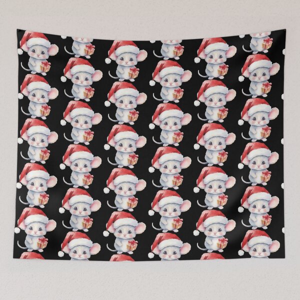 Item preview, Cute Mouse With Christmas Santa Hat designed and sold by LionessLove.