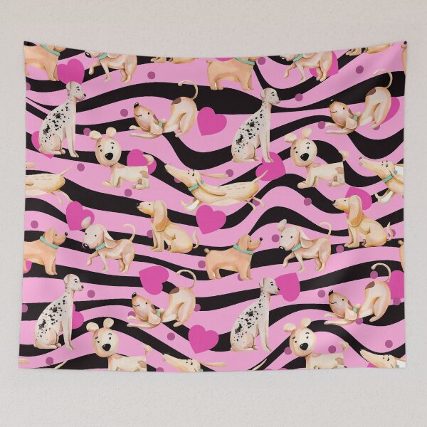 Item preview, Dogs pattern with hearts designed and sold by LordFalcon.