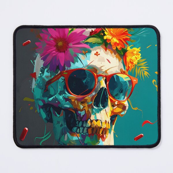 Item preview, Colorful floral skeleton with sunglasses designed and sold by Cr-AI-tive.