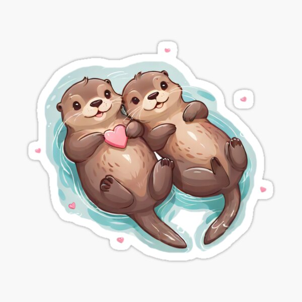 Item preview, Be My Otter Love Watercolor Cartoon Animals designed and sold by Cawaiico.