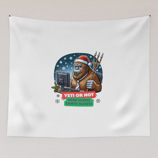 Item preview, Santa Claws's Festive Encounter: Curious Bigfoot in Ghibli-Style Christmas Cartoon! designed and sold by zax454.