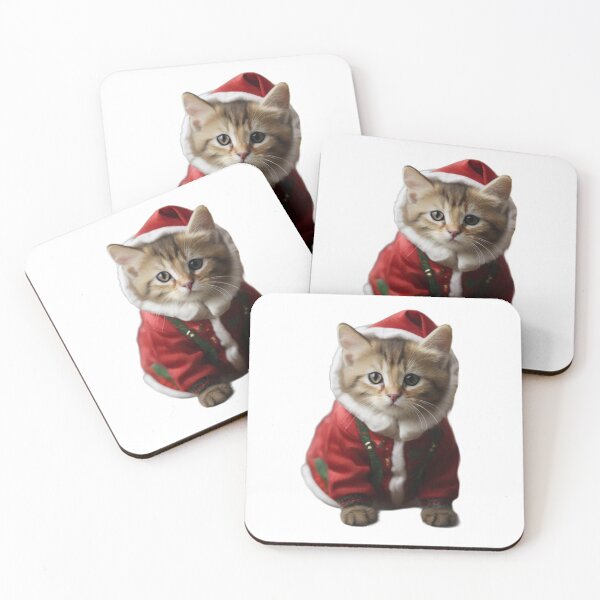 Item preview, A little cat wearing Papa noel hat in a Christmas outfit  designed and sold by Mobile Cases Store.