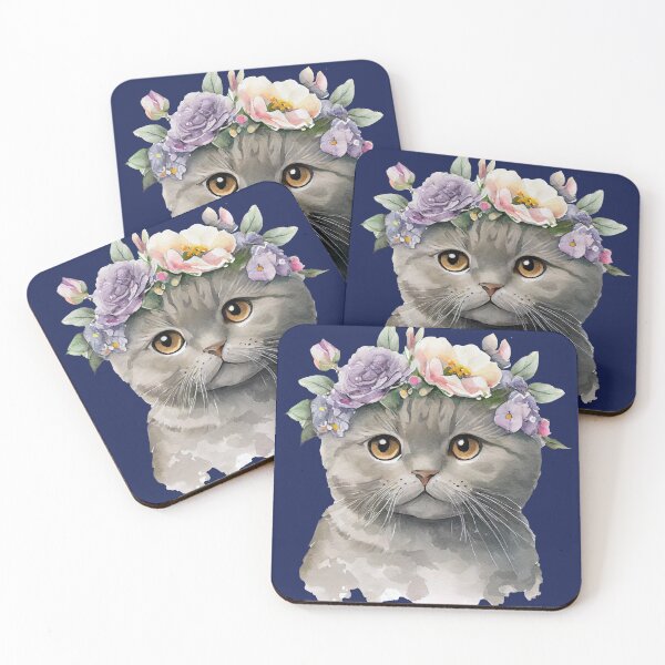 Item preview, White Cat with Flowercrown designed and sold by LionessLove.