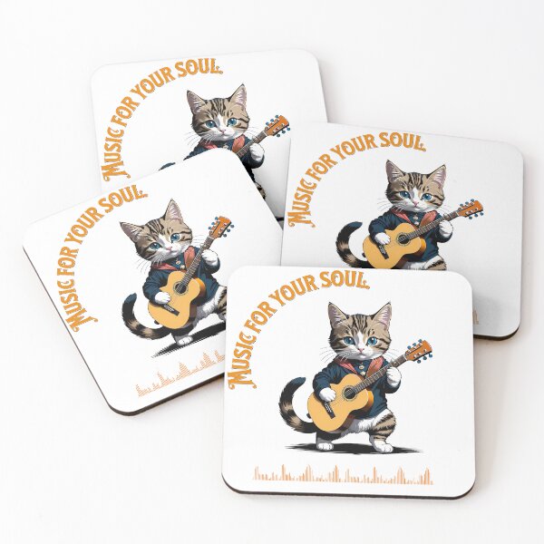 Item preview, Feline Harmony: Digital Portrait of a Cat with Guitar designed and sold by Artedig.