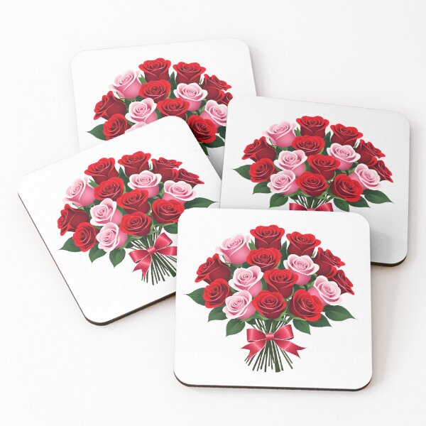 Item preview, Red and Pink Rose Bouquet of Flowers designed and sold by Petalandfur.