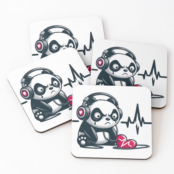 Artikelvorschau, Sad panda listening to music with headphones entworfen und verkauft von HellsingDesigns.