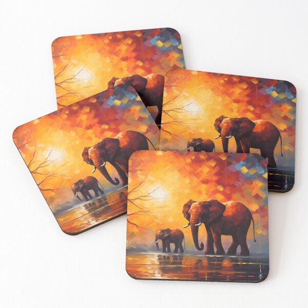 Item preview, Sunset Bond: Mother and Baby Elephant in Twilight designed and sold by unimuse.