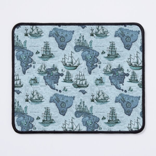 Item preview, Nautical fantasy map blue designed and sold by Alessandro Remo Mazzoni Remotextiles.