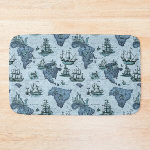 Item preview, Nautical fantasy map blue designed and sold by Alessandro Remo Mazzoni Remotextiles.