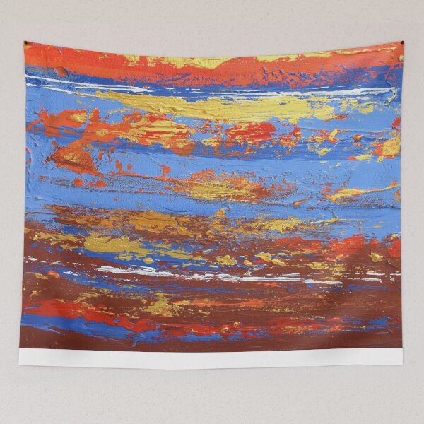 Item preview, red orange road gold wall art Original print painting decor wall art vibrant designed and sold by wrightsonarts.