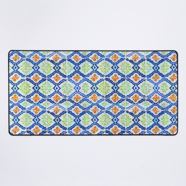 Item preview, Blue, green, orange and white antique Lisbon tiles designed and sold by Julie Dawn Fox.