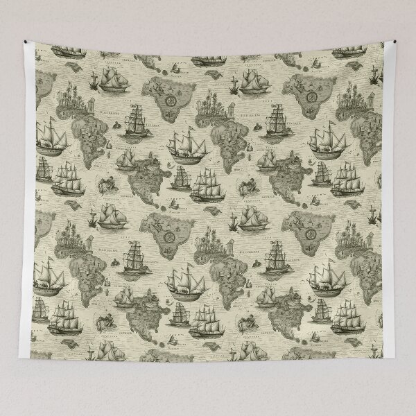 Item preview, Nautical fantasy map  designed and sold by Alessandro Remo Mazzoni Remotextiles.