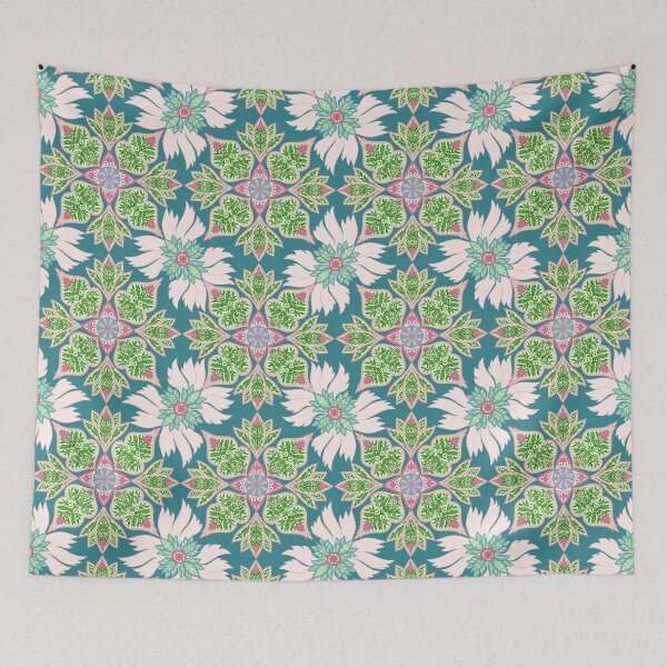 Item preview, Floral Mandala Paisley Repeat Pattern - Pink, Blue and Green designed and sold by SemDesigns1.