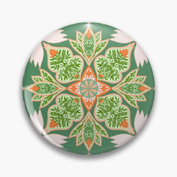 Item preview, Floral Mandala Paisley Repeat Pattern - Orange and Green designed and sold by SemDesigns1.