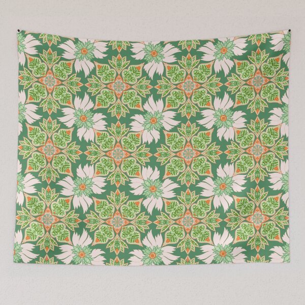 Item preview, Floral Mandala Paisley Repeat Pattern - Orange and Green designed and sold by SemDesigns1.