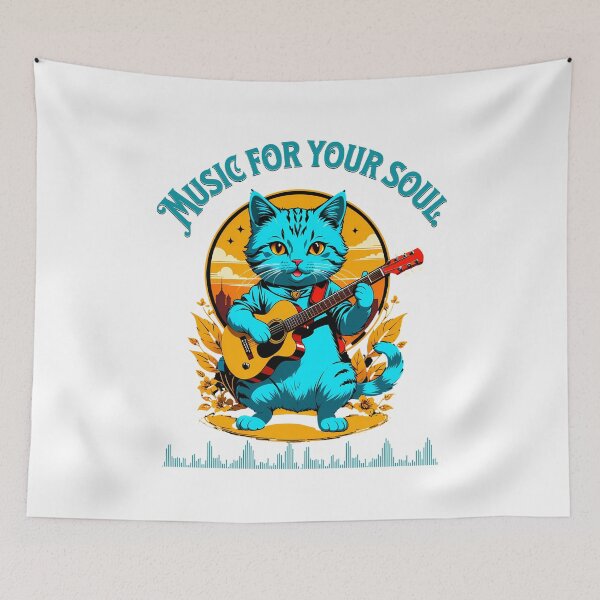 Item preview, Feline Serenade: Cat with Guitar in Digital Art designed and sold by Artedig.